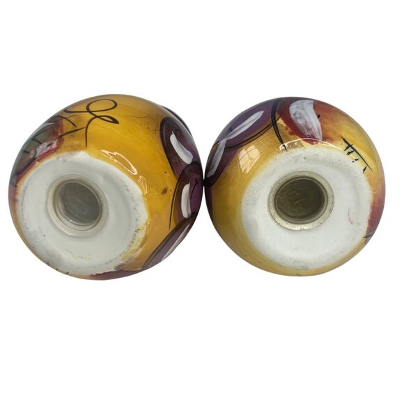 Ceramic Oil & Vinegar Cruet Set With Salt & Pepper Shakers Wooden Caddy Stand - Picture 7 of 11